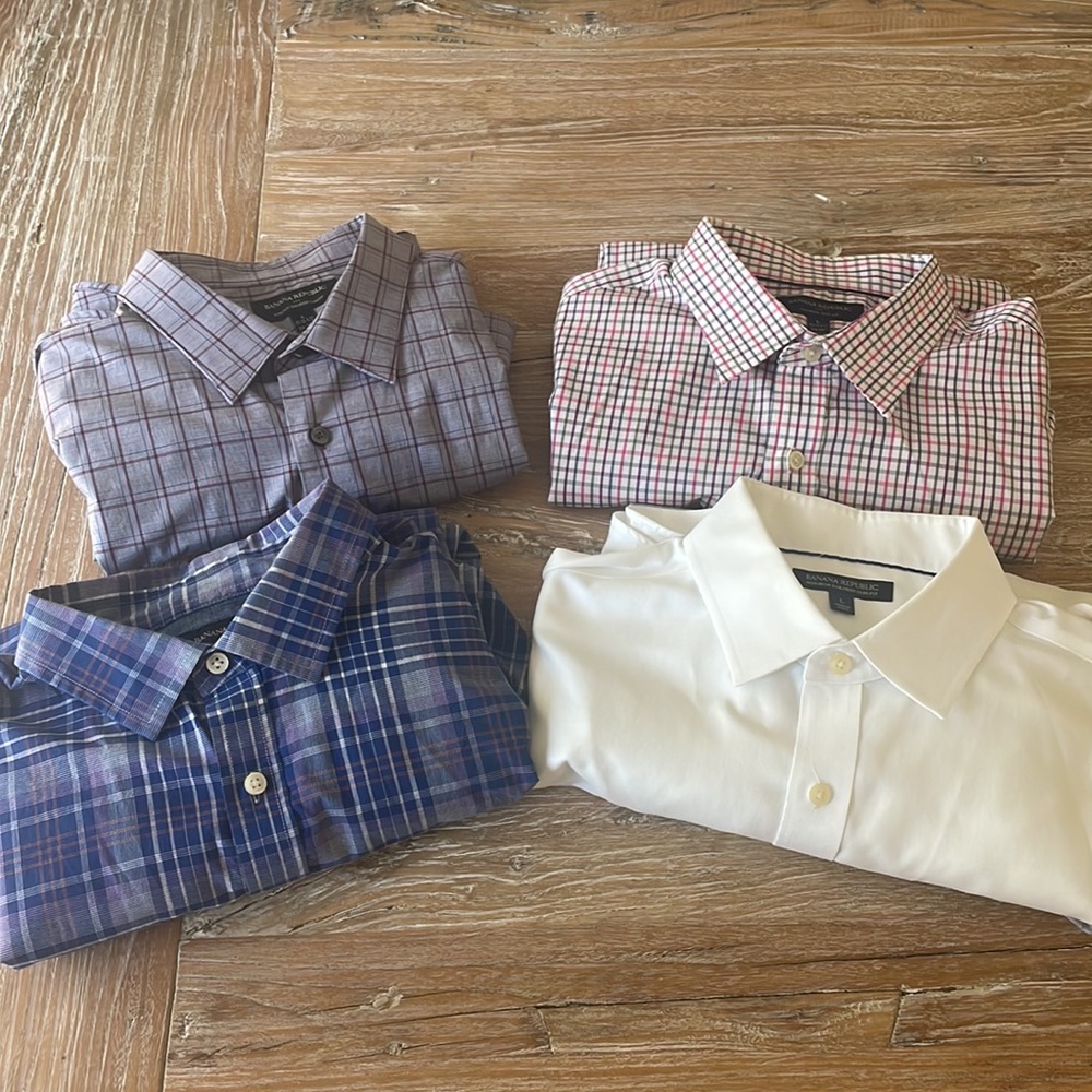 Bundle of mens banana republic dress shirts (non-iron, slim fit size: L)